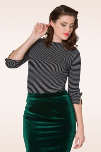 Banned Retro - Simply stripe top in zwart 2