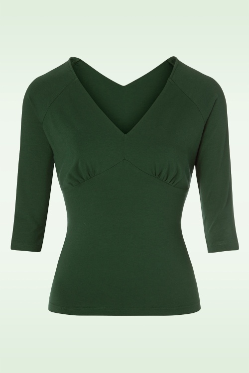 Banned Retro - Bettytop in donkergroen