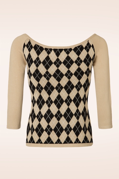 Banned Retro - Great Hights geruite top in crème 2