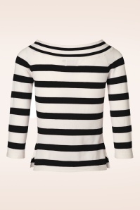 Banned Retro - Ahoi strepen top in zwart en wit 3