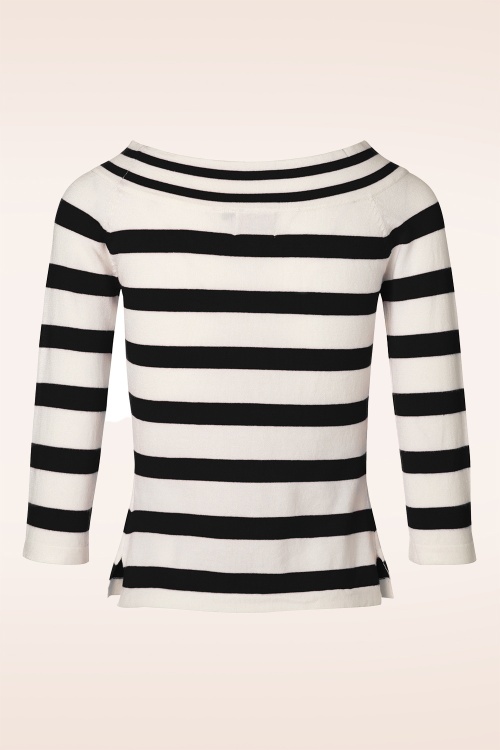 Banned Retro - Ahoi strepen top in zwart en wit 3