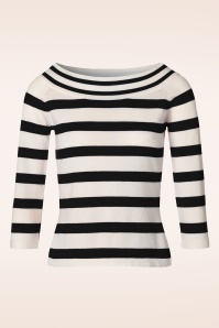 Banned Retro - Ahoi strepen top in zwart en wit