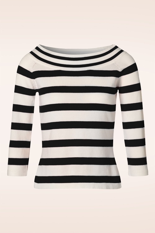 Banned Retro - Ahoi strepen top in zwart en wit