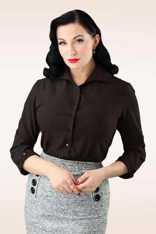 Banned Retro - Janineblouse in zwart