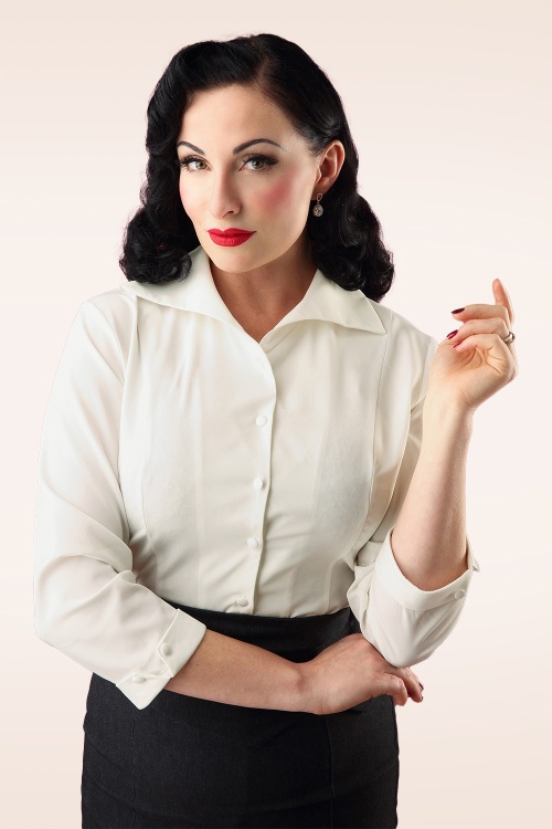 Banned Retro - Janine blouse in gebroken wit