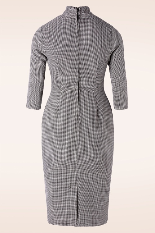 Banned Retro - Betty Means zakelijke penciljurk in grijs pied-de-poule-motief 4
