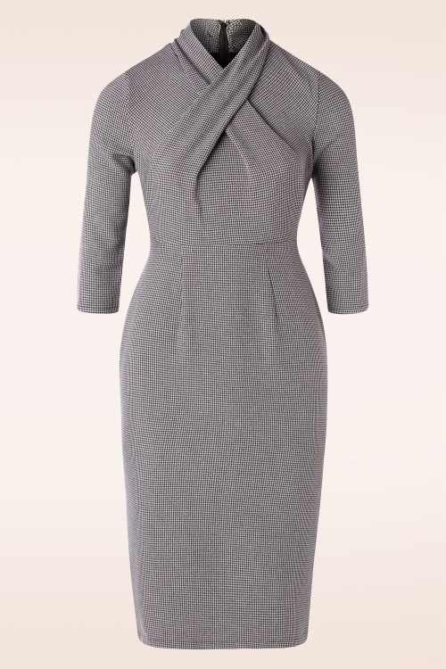 Banned Retro - Betty Means zakelijke penciljurk in grijs pied-de-poule-motief 2