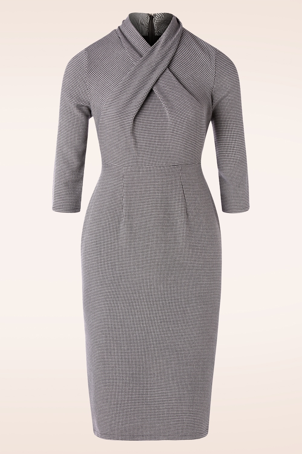 Banned Retro - Betty Means zakelijke penciljurk in grijs pied-de-poule-motief 2