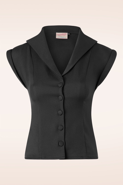 Banned Retro - Dream Master blouse met korte mouwen in zwart