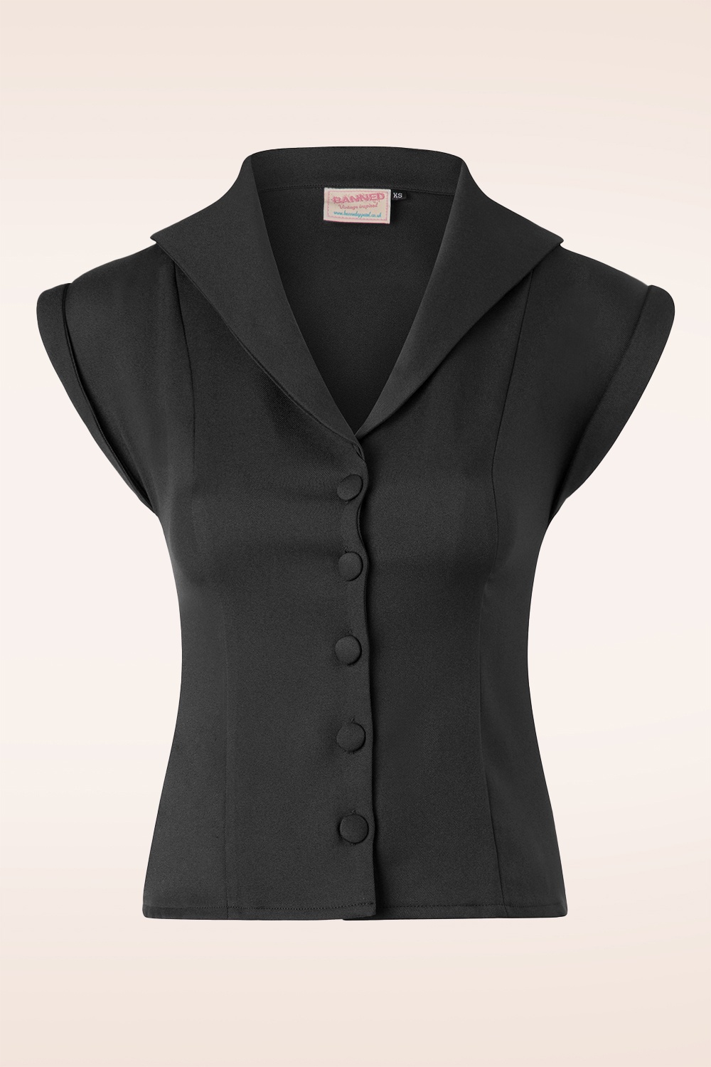 Banned Retro - Dream Master blouse met korte mouwen in zwart