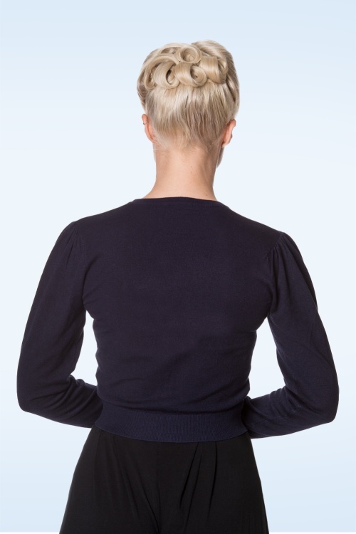 Banned Retro - Little Luxury cardigan in marineblauw 2
