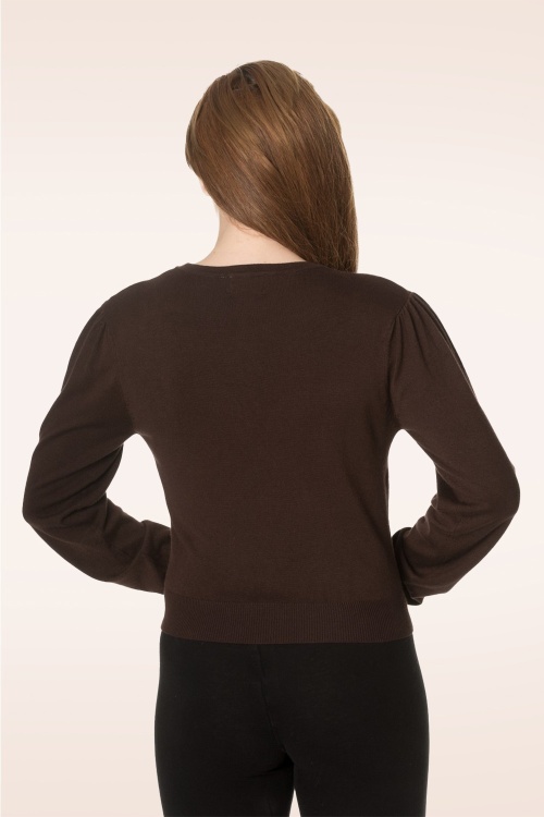Banned Retro - Little Luxury cardigan in bruin 2