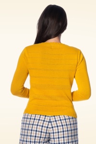 Banned Retro - Little Luxury cardigan in mosterdgeel 3