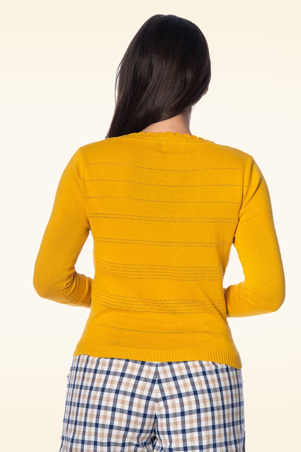 Banned Retro - Little Luxury cardigan in mosterdgeel 3