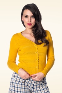 Banned Retro - Little Luxury cardigan in mosterdgeel