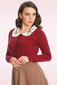 Banned Retro - Happy Holly Cardigan in bordeaux