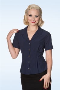 Banned Retro - Roselle Blouse in marineblauw