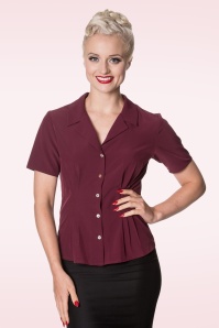 Banned Retro - Roselle Blouse in Bordeaux Rood