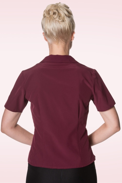 Banned Retro - Roselle Blouse in Bordeaux Rood 2