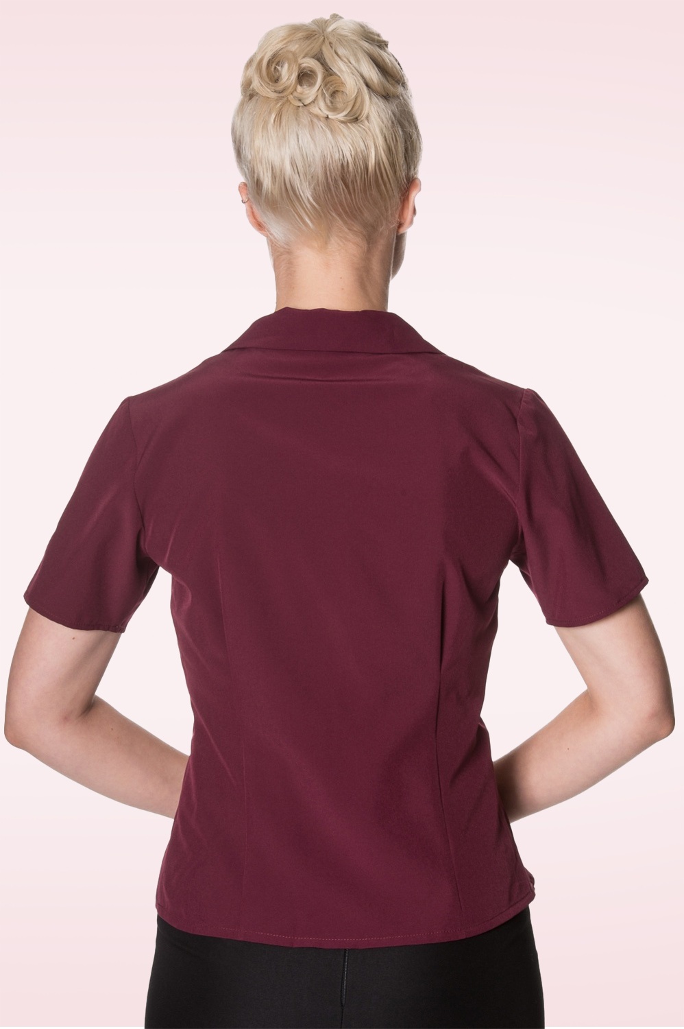 Banned Retro - Roselle Blouse in Bordeaux Rood 2