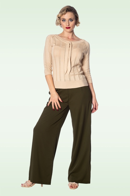 Banned Retro - On The Nile Palazzo-broek in kaki