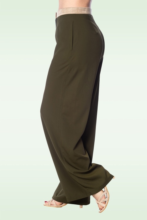 Banned Retro - On The Nile Palazzo-broek in kaki 2