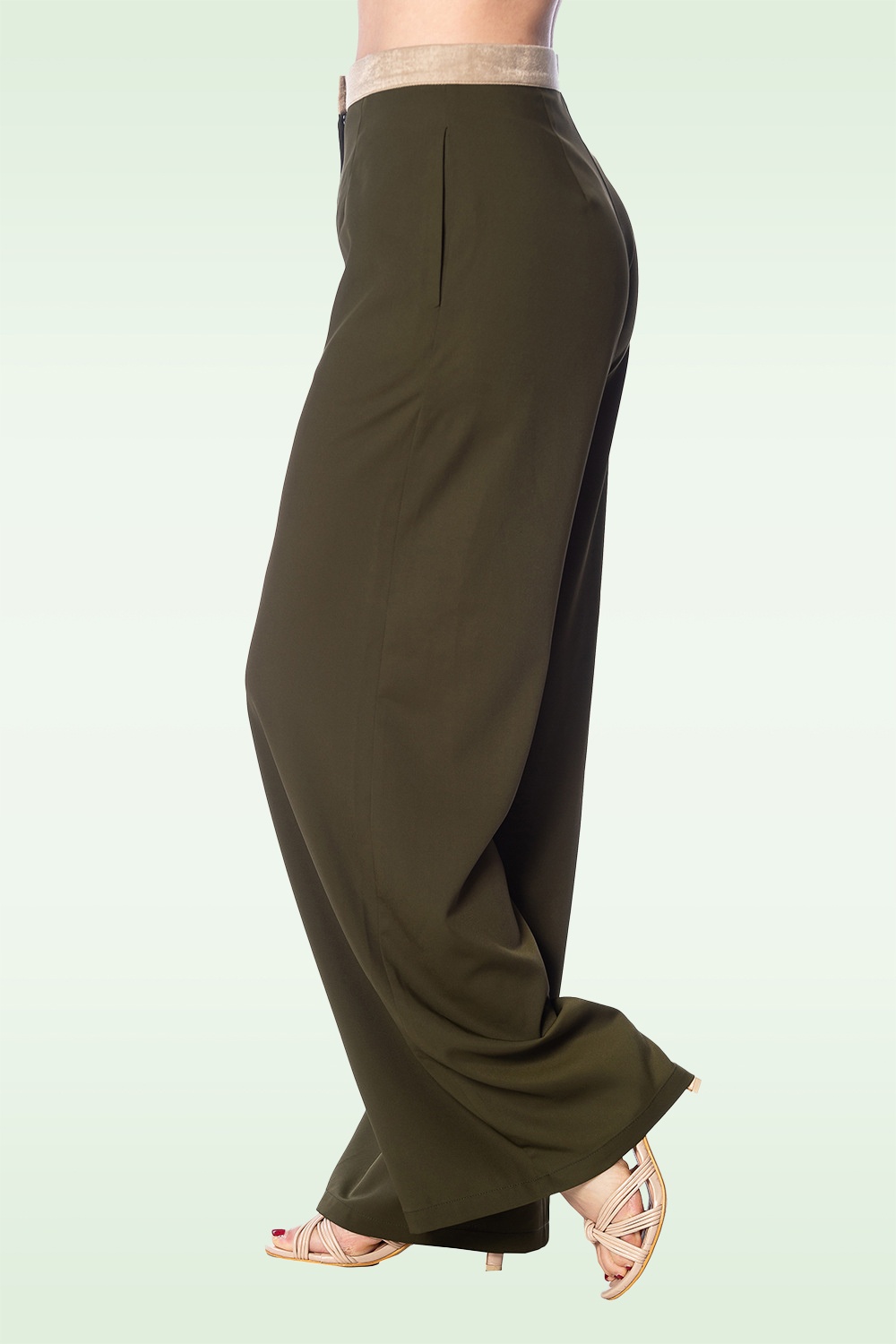 Banned Retro - On The Nile Palazzo-broek in kaki 2