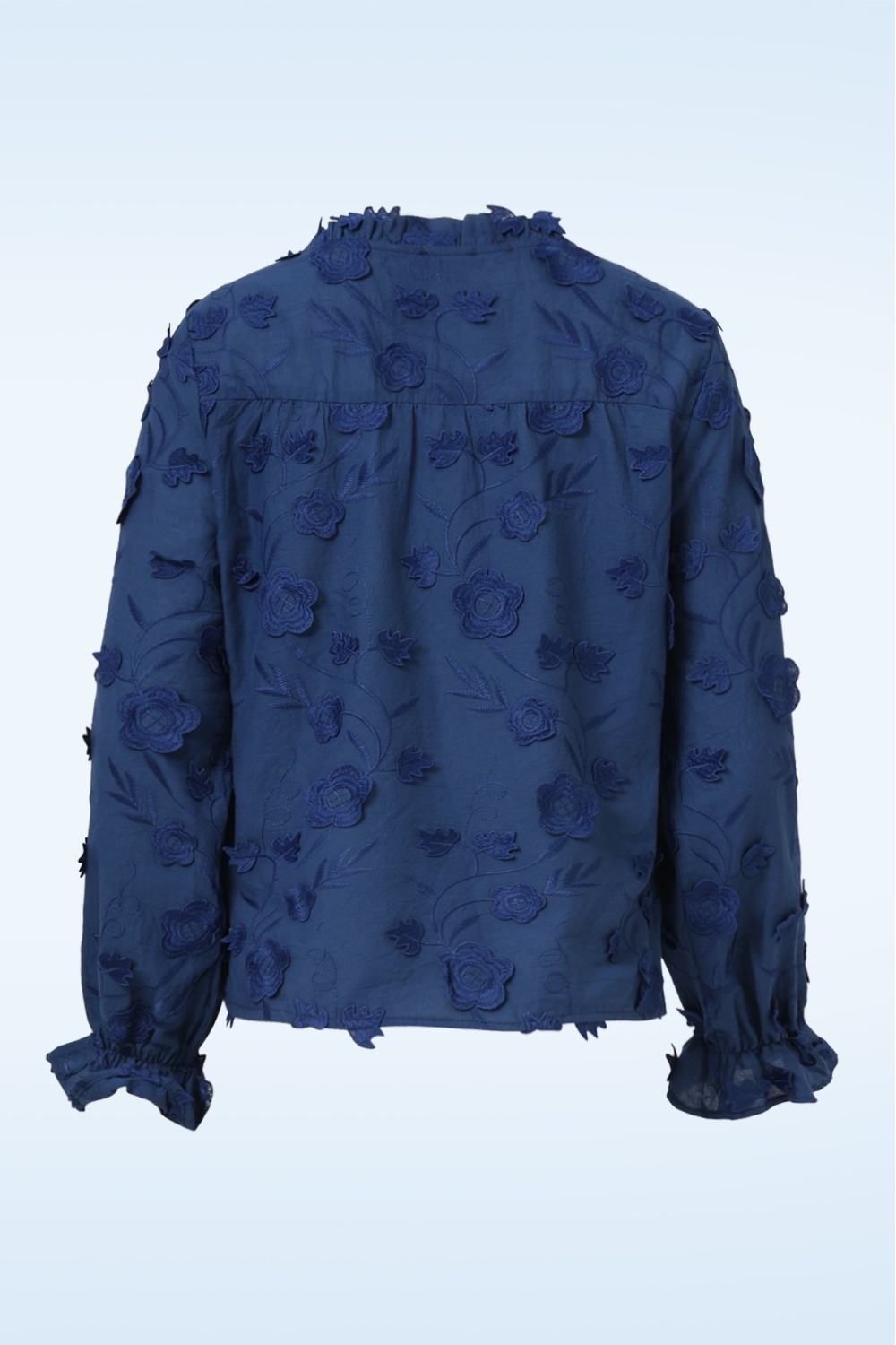 Smashed Lemon - Piper geborduurde blouse in navyblauw 5