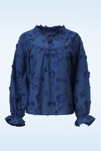 Smashed Lemon - Piper geborduurde blouse in navyblauw 2