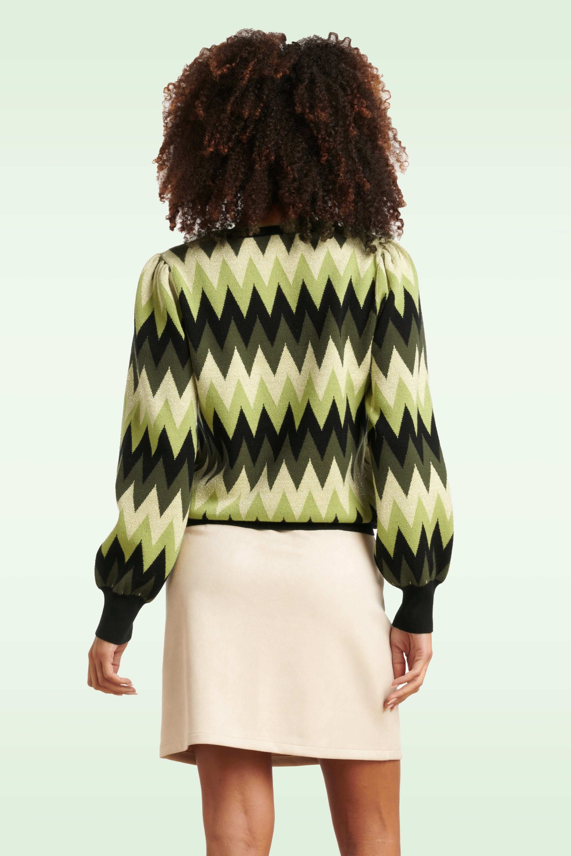 Smashed Lemon - Katie gebreide trui in zand en legergroen 3