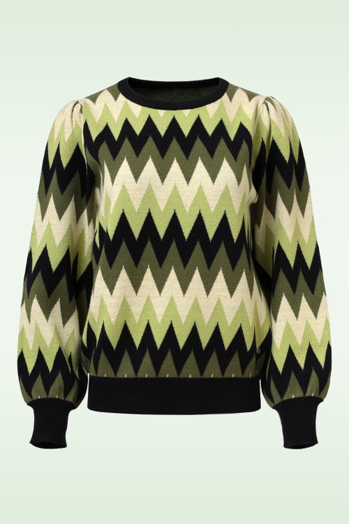 Smashed Lemon - Katie gebreide trui in zand en legergroen 2