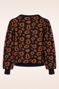 Smashed Lemon - Ellie Leopard gebreide trui in zwart en bruin 3