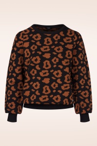 Smashed Lemon - Ellie Leopard gebreide trui in zwart en bruin