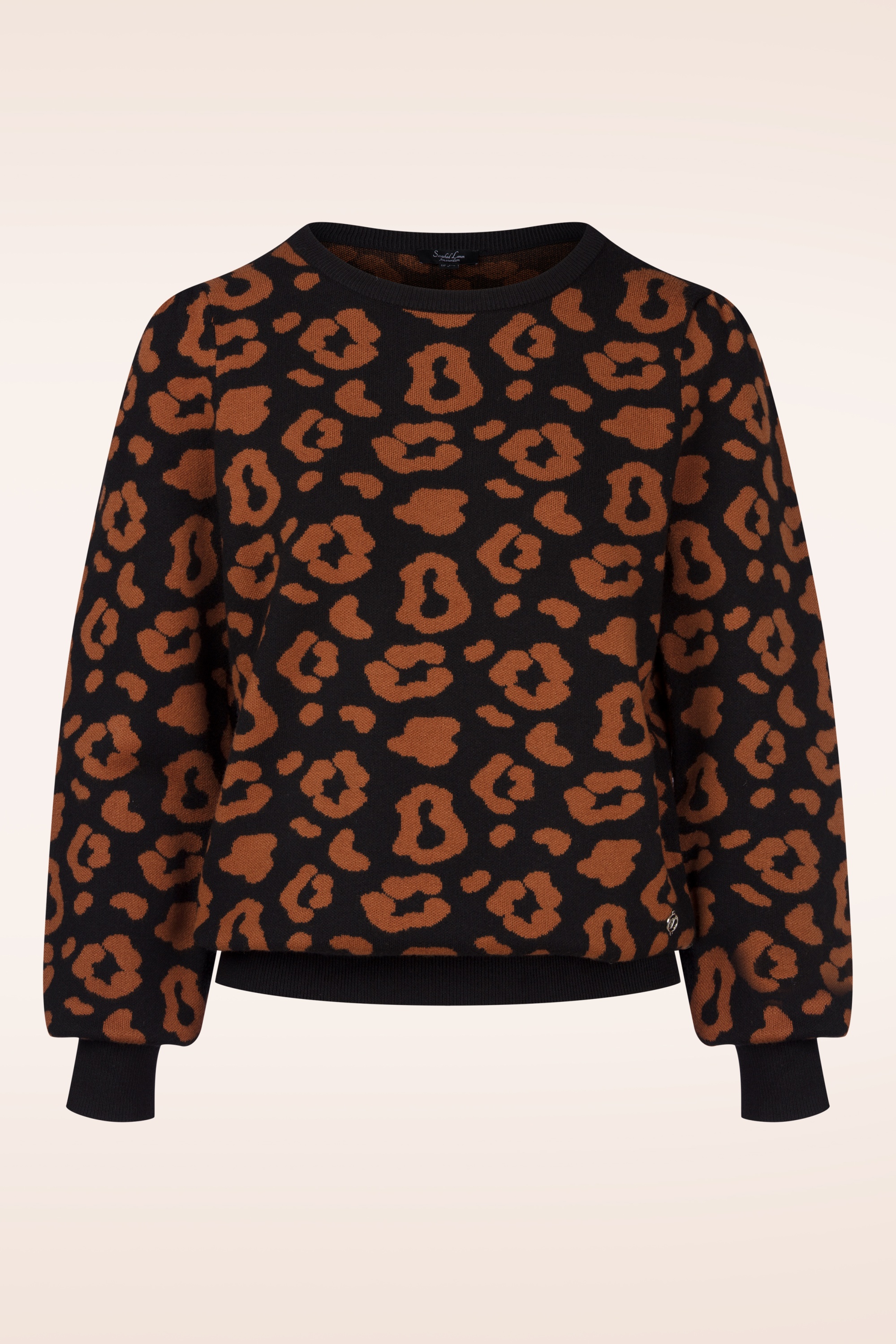 Smashed Lemon - Ellie Leopard gebreide trui in zwart en bruin