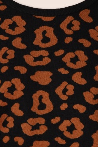 Smashed Lemon - Ellie Leopard gebreide trui in zwart en bruin 2
