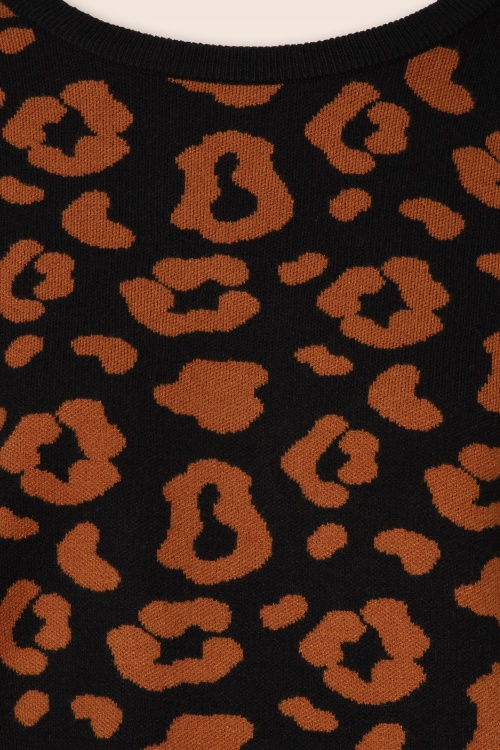 Smashed Lemon - Ellie Leopard gebreide trui in zwart en bruin 2