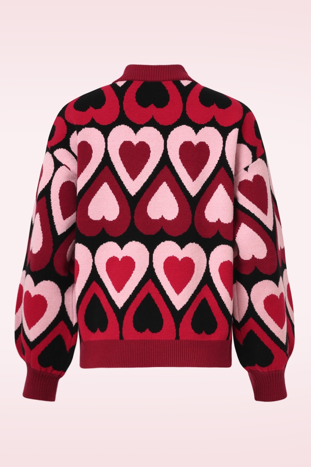 Smashed Lemon - Holly Hearts trui in zwart en bordeaux 5