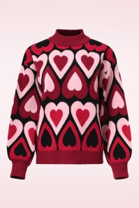 Smashed Lemon - Holly Hearts trui in zwart en bordeaux 2