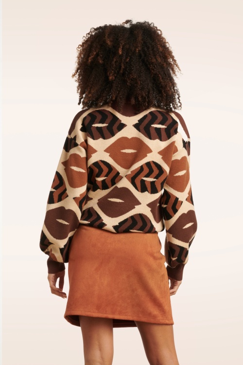 Smashed Lemon - Holly Lips trui in bruin 4