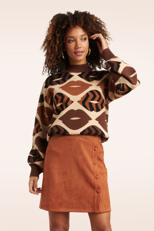 Smashed Lemon - Holly Lips trui in bruin