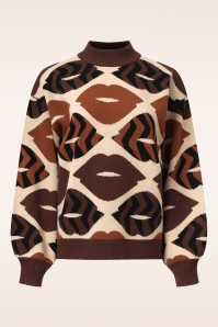 Smashed Lemon - Holly Lips trui in bruin 2