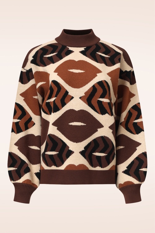 Smashed Lemon - Holly Lips trui in bruin 2