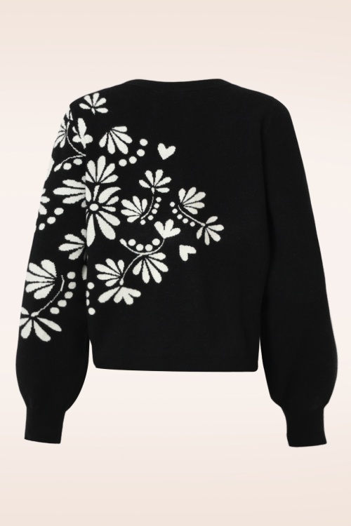 Smashed Lemon - Jazzie Floral trui in zwart 4