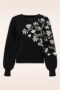 Smashed Lemon - Jazzie Floral trui in zwart 2