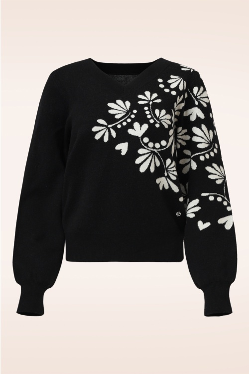 Smashed Lemon - Jazzie Floral trui in zwart 2