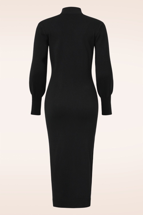 Smashed Lemon - Nela gebreide maxi jurk in zwart 5