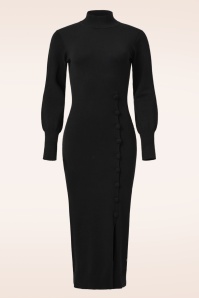 Smashed Lemon - Nela gebreide maxi jurk in zwart 2