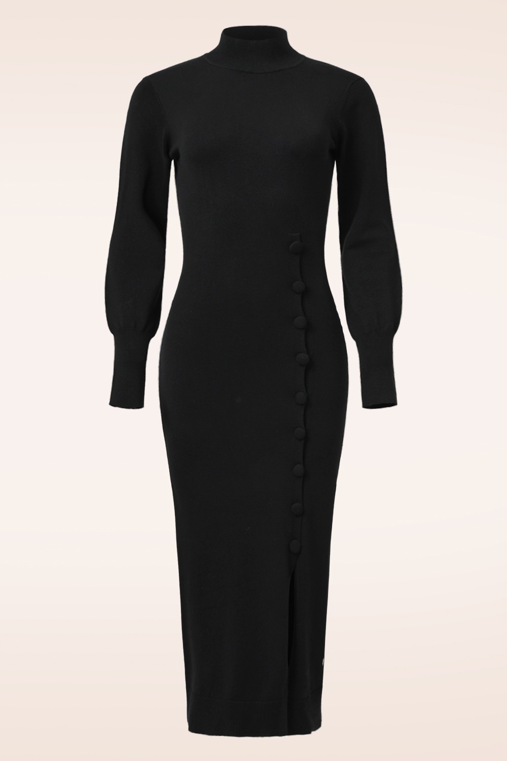 Smashed Lemon - Nela gebreide maxi jurk in zwart 2