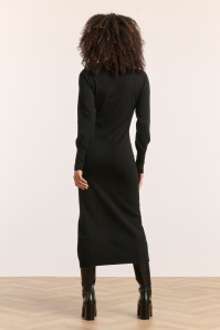 Smashed Lemon - Nela gebreide maxi jurk in zwart 4