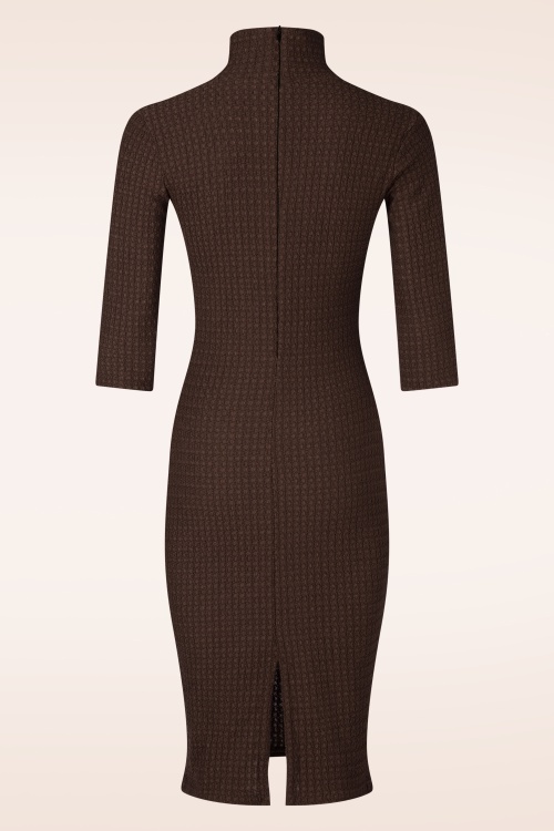 Vintage Chic for Topvintage - Topvintage Exclusive ~ Josie pencil jurk in chocolade 3